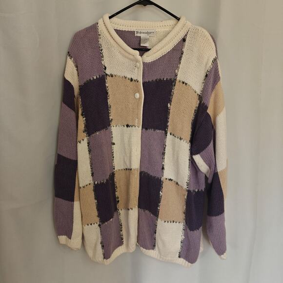 Vintage Dressbarn 22/24 3XL Grandma Cottage Core Long Sleeve Patchwork Cardigan - Picture 1 of 6